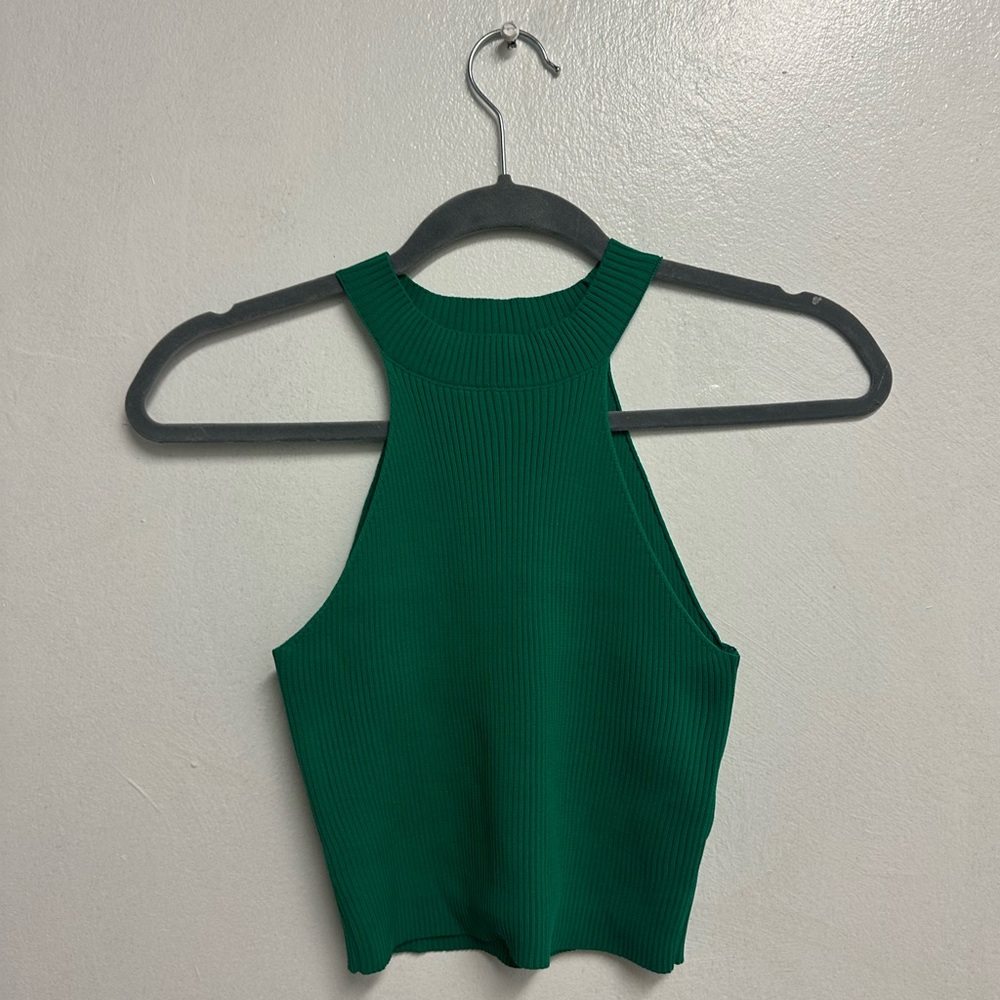 happily grey green crop top